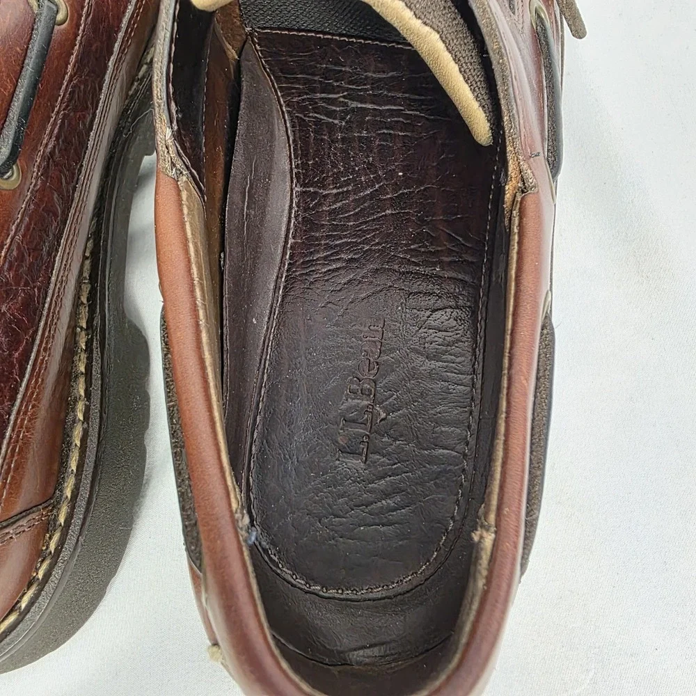 Mens LL Bean 8.5 D Allagash Bison Handsewn Brown Leather Loafer Oxford Boat Shoe